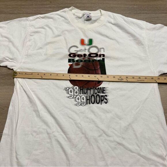 Vintage Miami Hurricanes Hoops Basketball Get On Board Shirt 98 99 Size XL READ - Picture 5 of 9